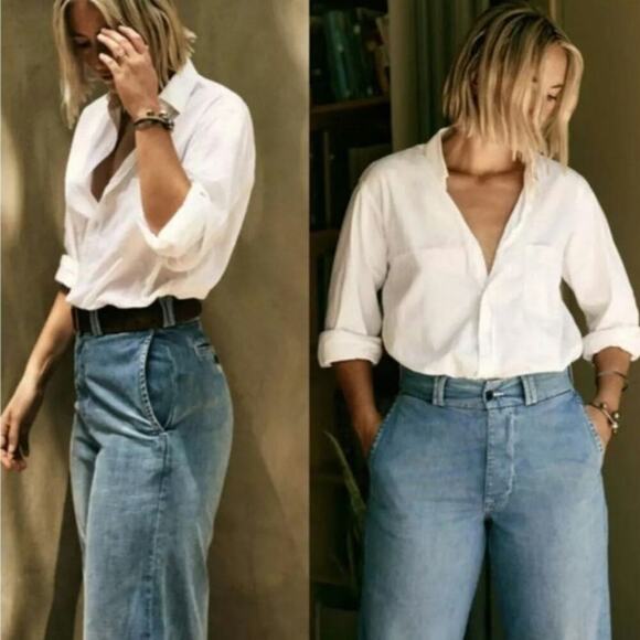 Imogene & Willie kate eames high-rise trouser wide leg chino jeans Size 23 - Picture 3 of 9